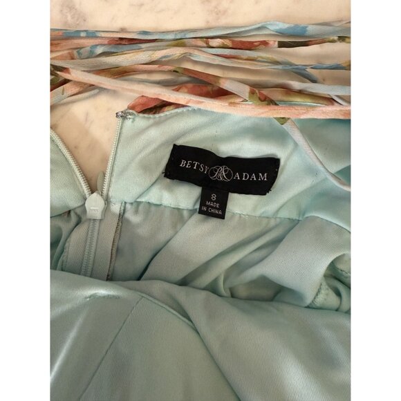 Betsy & Adam Blue Floral Chiffon Maxi Dress Size 8 NWT $289 [jb] - Picture 8 of 8